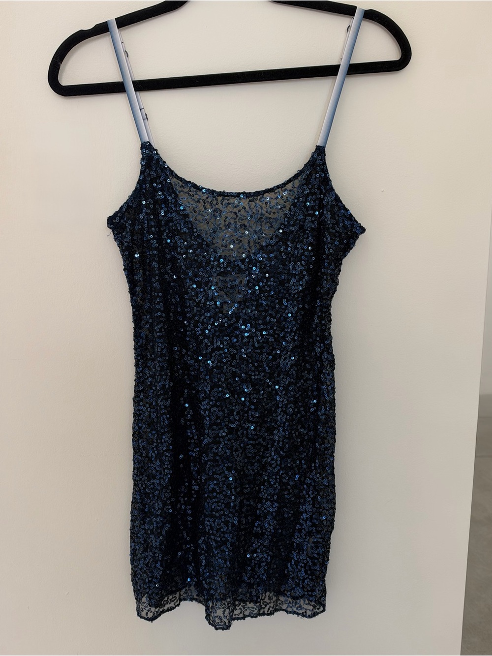 Free People Navy Sequin Slip Mini Dress